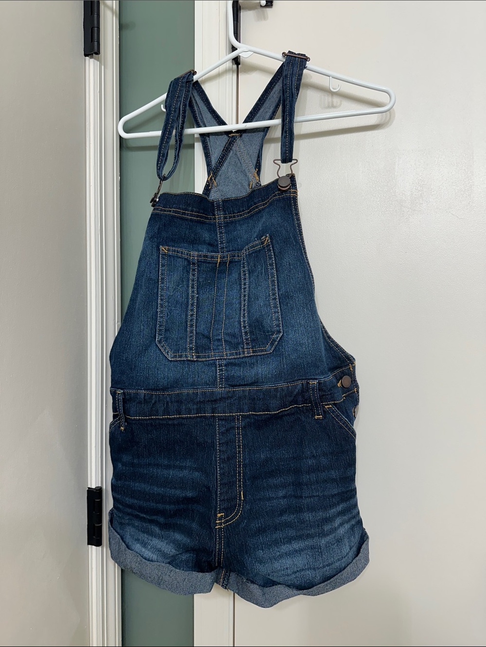 Women's Dark Blue Denim Short Overalls